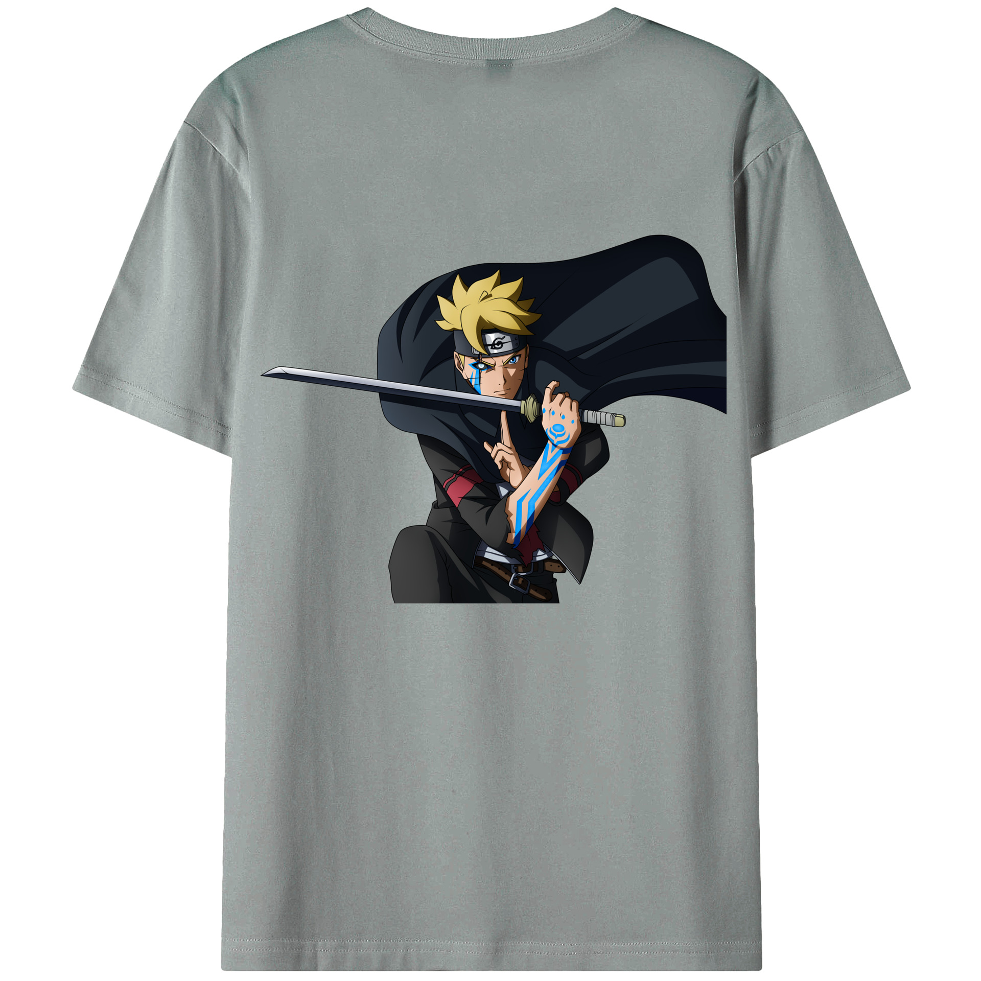 （画像用） NARUTO -ナルト- うずまき ボルト Uzumaki Boruto 綿100％ メンズ半袖Tシャツ（バックプリント） 通気性